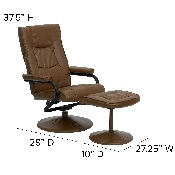 Contemporary Multi-Position Recliner and Ottoman with Wrapped Base in Palimino LeatherSoft, BT-7862-PALIMINO-GG