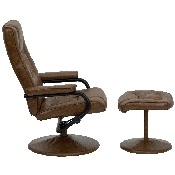 Contemporary Multi-Position Recliner and Ottoman with Wrapped Base in Palimino LeatherSoft, BT-7862-PALIMINO-GG