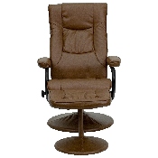 Contemporary Multi-Position Recliner and Ottoman with Wrapped Base in Palimino LeatherSoft, BT-7862-PALIMINO-GG