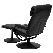 Contemporary Multi-Position Headrest Recliner and Ottoman with Wrapped Base in Black LeatherSoft, BT-7863-BK-GG