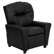 Contemporary Black LeatherSoft Kids Recliner with Cup Holder, BT-7950-KID-BK-LEA-GG