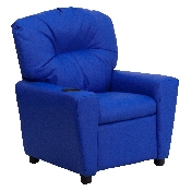 Contemporary Blue Vinyl Kids Recliner with Cup Holder, BT-7950-KID-BLUE-GG