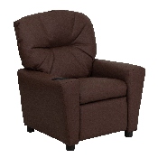 Contemporary Brown LeatherSoft Kids Recliner with Cup Holder, BT-7950-KID-BRN-LEA-GG