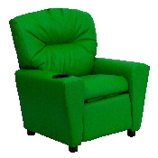 Contemporary Green Vinyl Kids Recliner with Cup Holder, BT-7950-KID-GRN-GG