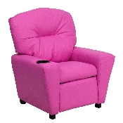 Contemporary Hot Pink Vinyl Kids Recliner with Cup Holder, BT-7950-KID-HOT-PINK-GG