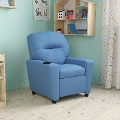 Contemporary Light Blue Vinyl Kids Recliner with Cup Holder, BT-7950-KID-LTBLUE-GG