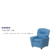 Contemporary Light Blue Vinyl Kids Recliner with Cup Holder, BT-7950-KID-LTBLUE-GG