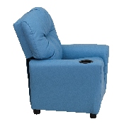 Contemporary Light Blue Vinyl Kids Recliner with Cup Holder, BT-7950-KID-LTBLUE-GG