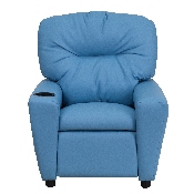 Contemporary Light Blue Vinyl Kids Recliner with Cup Holder, BT-7950-KID-LTBLUE-GG