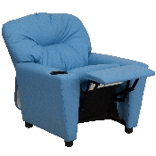 Contemporary Light Blue Vinyl Kids Recliner with Cup Holder, BT-7950-KID-LTBLUE-GG