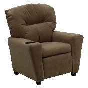 Contemporary Brown Microfiber Kids Recliner with Cup Holder, BT-7950-KID-MIC-BRWN-GG