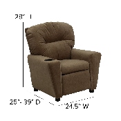 Contemporary Brown Microfiber Kids Recliner with Cup Holder, BT-7950-KID-MIC-BRWN-GG