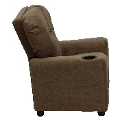 Contemporary Brown Microfiber Kids Recliner with Cup Holder, BT-7950-KID-MIC-BRWN-GG