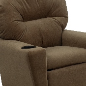 Contemporary Brown Microfiber Kids Recliner with Cup Holder, BT-7950-KID-MIC-BRWN-GG