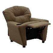 Contemporary Brown Microfiber Kids Recliner with Cup Holder, BT-7950-KID-MIC-BRWN-GG