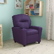 Contemporary Purple Vinyl Kids Recliner with Cup Holder, BT-7950-KID-PUR-GG