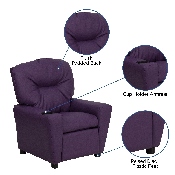 Contemporary Purple Vinyl Kids Recliner with Cup Holder, BT-7950-KID-PUR-GG