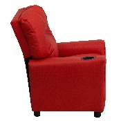 Contemporary Red Vinyl Kids Recliner with Cup Holder, BT-7950-KID-RED-GG