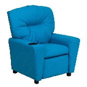 Contemporary Turquoise Vinyl Kids Recliner with Cup Holder, BT-7950-KID-TURQ-GG