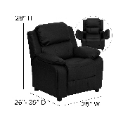 Deluxe Padded Contemporary Black LeatherSoft Kids Recliner with Storage Arms, BT-7985-KID-BK-LEA-GG