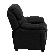 Deluxe Padded Contemporary Black LeatherSoft Kids Recliner with Storage Arms, BT-7985-KID-BK-LEA-GG
