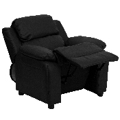 Deluxe Padded Contemporary Black LeatherSoft Kids Recliner with Storage Arms, BT-7985-KID-BK-LEA-GG