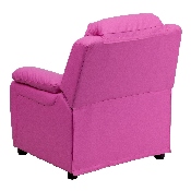 Deluxe Padded Contemporary Hot Pink Vinyl Kids Recliner with Storage Arms, BT-7985-KID-HOT-PINK-GG