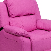 Deluxe Padded Contemporary Hot Pink Vinyl Kids Recliner with Storage Arms, BT-7985-KID-HOT-PINK-GG