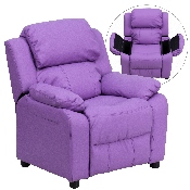Deluxe Padded Contemporary Lavender Vinyl Kids Recliner with Storage Arms, BT-7985-KID-LAV-GG