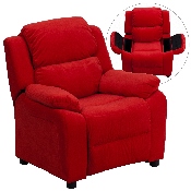 Deluxe Padded Contemporary Red Microfiber Kids Recliner with Storage Arms, BT-7985-KID-MIC-RED-GG