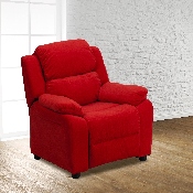 Deluxe Padded Contemporary Red Microfiber Kids Recliner with Storage Arms, BT-7985-KID-MIC-RED-GG