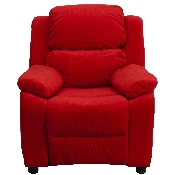 Deluxe Padded Contemporary Red Microfiber Kids Recliner with Storage Arms, BT-7985-KID-MIC-RED-GG