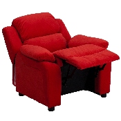 Deluxe Padded Contemporary Red Microfiber Kids Recliner with Storage Arms, BT-7985-KID-MIC-RED-GG