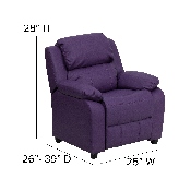Deluxe Padded Contemporary Purple Vinyl Kids Recliner with Storage Arms, BT-7985-KID-PUR-GG