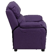Deluxe Padded Contemporary Purple Vinyl Kids Recliner with Storage Arms, BT-7985-KID-PUR-GG