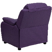 Deluxe Padded Contemporary Purple Vinyl Kids Recliner with Storage Arms, BT-7985-KID-PUR-GG