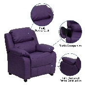 Deluxe Padded Contemporary Purple Vinyl Kids Recliner with Storage Arms, BT-7985-KID-PUR-GG
