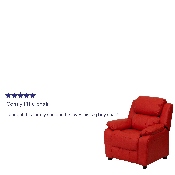 Deluxe Padded Contemporary Red Vinyl Kids Recliner with Storage Arms, BT-7985-KID-RED-GG