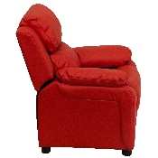Deluxe Padded Contemporary Red Vinyl Kids Recliner with Storage Arms, BT-7985-KID-RED-GG