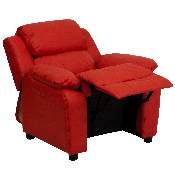 Deluxe Padded Contemporary Red Vinyl Kids Recliner with Storage Arms, BT-7985-KID-RED-GG