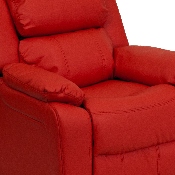 Deluxe Padded Contemporary Red Vinyl Kids Recliner with Storage Arms, BT-7985-KID-RED-GG