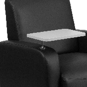 Black LeatherSoft Guest Chair with Tablet Arm, Front Wheel Casters and Cup Holder, BT-8217-BK-CS-GG