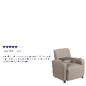Gray LeatherSoft Guest Chair with Tablet Arm, Front Wheel Casters and Cup Holder, BT-8217-GV-CS-GG