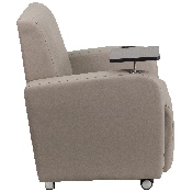 Gray LeatherSoft Guest Chair with Tablet Arm, Front Wheel Casters and Cup Holder, BT-8217-GV-CS-GG