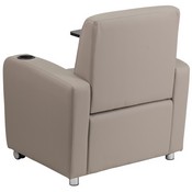 Gray LeatherSoft Guest Chair with Tablet Arm, Front Wheel Casters and Cup Holder, BT-8217-GV-CS-GG
