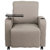 Gray LeatherSoft Guest Chair with Tablet Arm, Front Wheel Casters and Cup Holder, BT-8217-GV-CS-GG