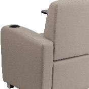 Gray LeatherSoft Guest Chair with Tablet Arm, Front Wheel Casters and Cup Holder, BT-8217-GV-CS-GG