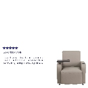 Gray LeatherSoft Guest Chair with Tablet Arm, Chrome Legs and Cup Holder, BT-8217-GV-GG