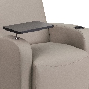 Gray LeatherSoft Guest Chair with Tablet Arm, Chrome Legs and Cup Holder, BT-8217-GV-GG