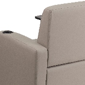 Gray LeatherSoft Guest Chair with Tablet Arm, Chrome Legs and Cup Holder, BT-8217-GV-GG